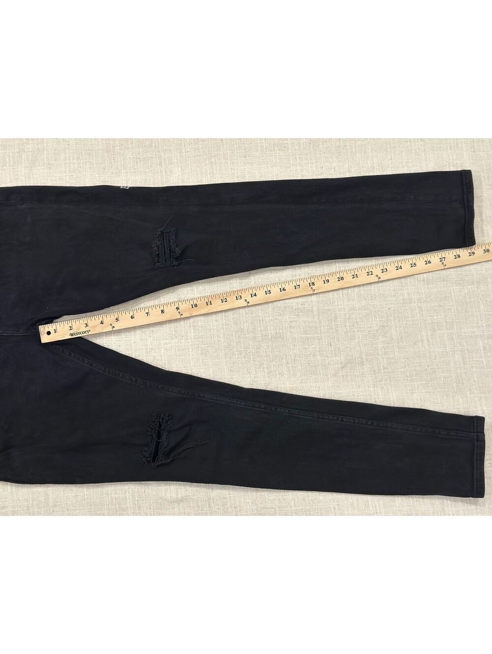 Ksubi Van Winkle Ace Black Slice Ripped Mens 36x30 Faded Distressed Skinny Jeans - Picture 9 of 9